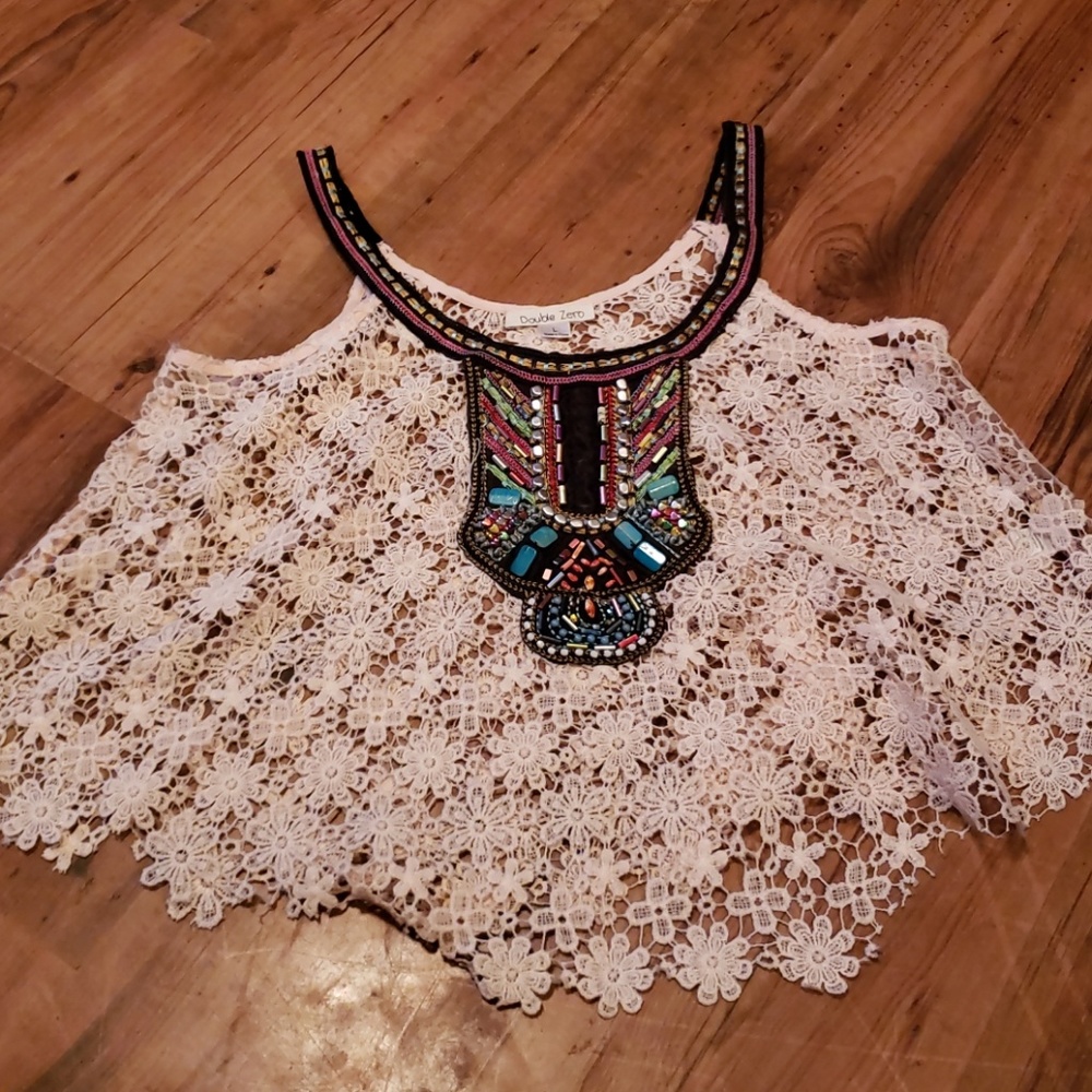 Lace top.  Cute!
